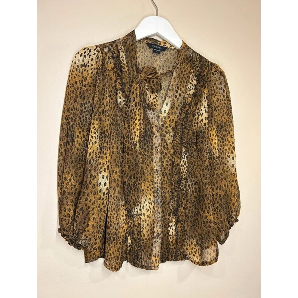 Y2K Paper Tee Women's Large Sheet Leopard Animal Print Indie Sleaze Blouse